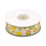 Лента репсовая (в рубчик) Цветочки 2 25.0 мм, 22.86 м (желтый/оранжевый)