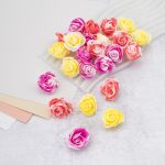 Цветочек-розочка мраморная из фоамирана 38 мм, микс №10, 3 цвета, 24 шт