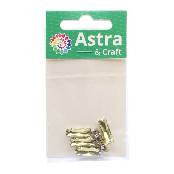 Хрустальные стразы в цапах прямоугольные (серебро) желтый 5х15 мм 5 шт/упак, ДЦ002НН515