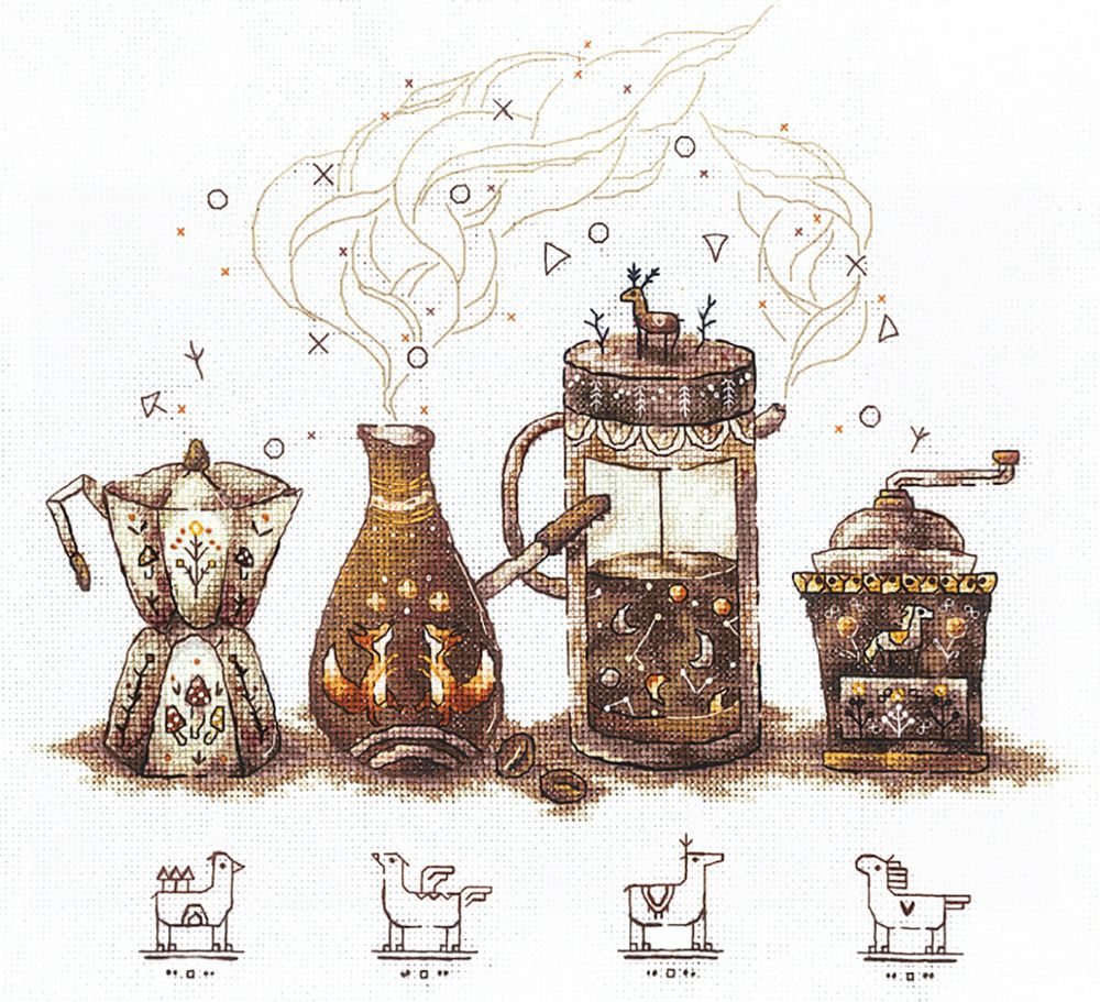 Набор для вышивания нитками Сделай своими руками, Ценители кофе 27х25 см