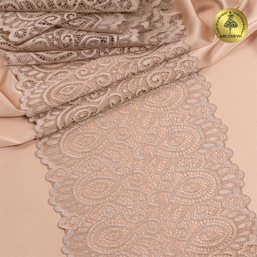 Кружево бельевое эластичное 180 мм / 120 м, L1351 цв.L168 серебристый пион, Kruzhevo