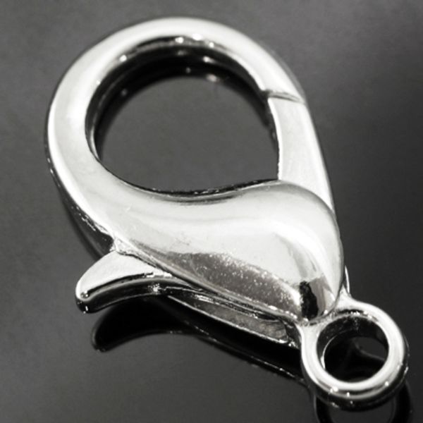 Замок-карабин для бус 15х9мм, MH.11196-2, цв.серебро, 200 шт