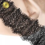 Кружево шантильи (реснички) 80 мм, цв.2 черный, 3 метра, Kruzhevo