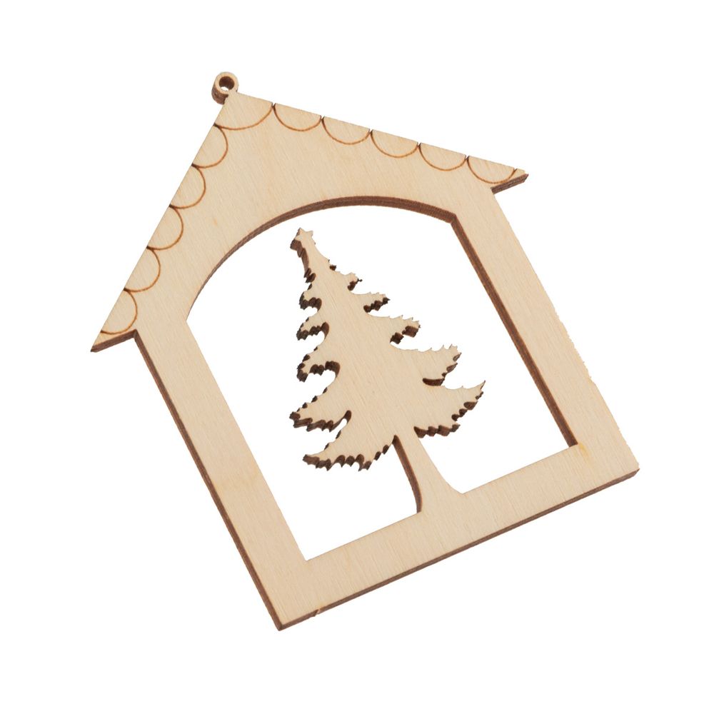 Заготовка из фанеры Подвеска плоская 6.5х7.5 см, елочка, Mr.Carving, КЛ-42