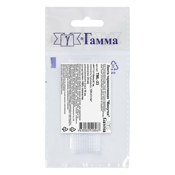 Тесьма усиленная Лента термоклеевая Минутка 23 мм, 3 м, белый, Gamma TML-23