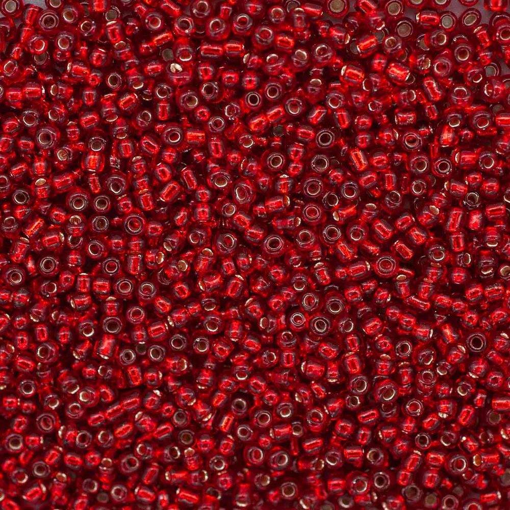 Бисер Astra&amp;Craft 11/0 (2.1 мм), 200 г (10х20 г), цв. 25В бордовый/прозр.серебрист.центр (круг.отв)