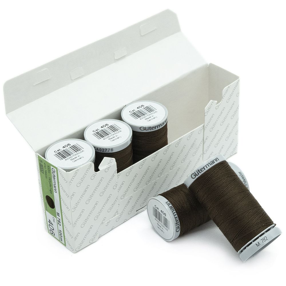 Нитки суперкрепкие Gutermann Extra Strong M782, 100м, 406 шоколад, 5 катушек