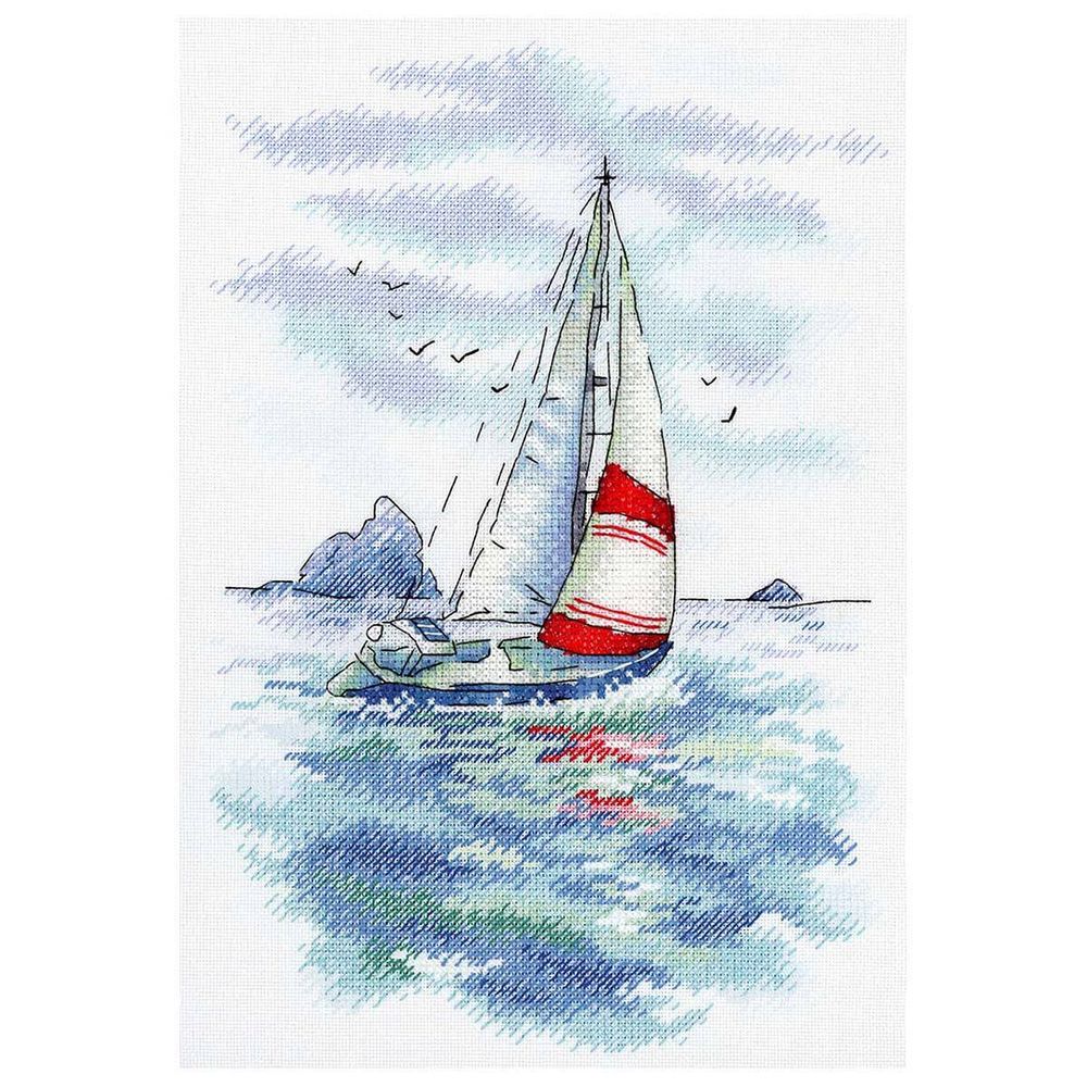 Набор для вышивания нитками МП Студия, Морская регата 25х18см