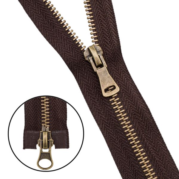 Молния металл Т5 (5 мм) 2 зам., разъем., 85 см, антик, 141 темно-коричневый, 5 шт