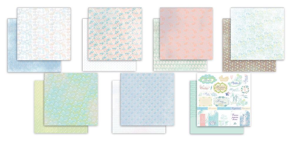 Бумага для скрапбукинга 190 гр/м², 30.5х30.5 см, 7 л, 180401 Лесная поляна, Mr.Painter PSR-K