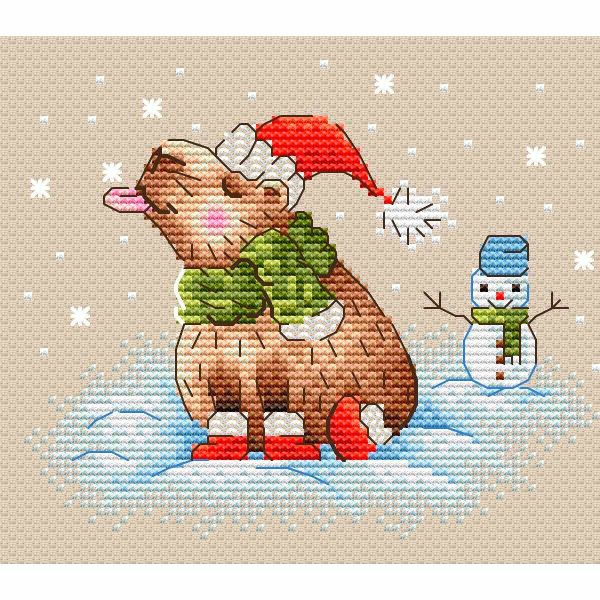 Набор для вышивания нитками МП Студия, Прогулка на морозе, 11х13 см