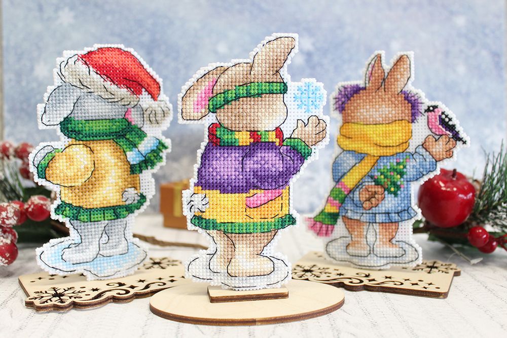 Набор для вышивания нитками МП Студия (Жар-птица), Зайка с птичкой 12.5х10 см