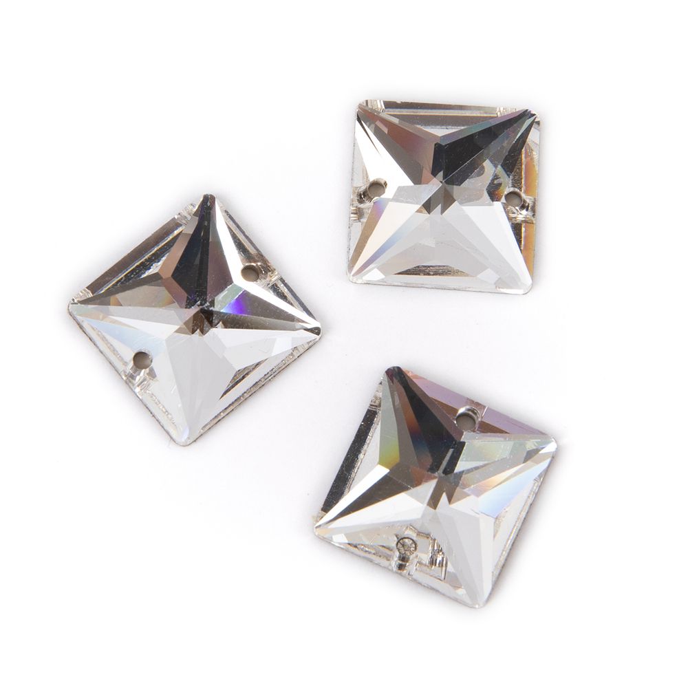 Стразы стекло 14х14 мм, 15 шт (5х3 шт), №01 белый (Crystal), Zlatka ZRSE-0214