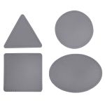 Набор заплаток пришивных из кожи, круг, квадрат, треугольник, овал 8см, с перфорацией, 4 шт (07 серый), 9743