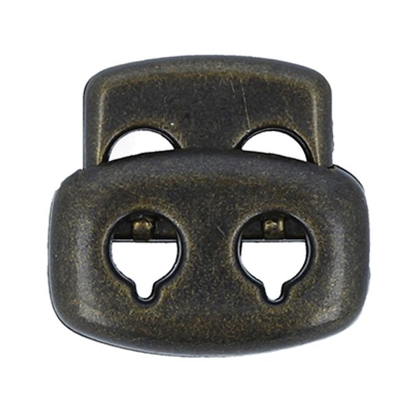 Фиксатор (зажим) для шнура пластик 2 отв., ⌀3.0 мм, 72 шт, 06 т.бронза, Micron A 5562