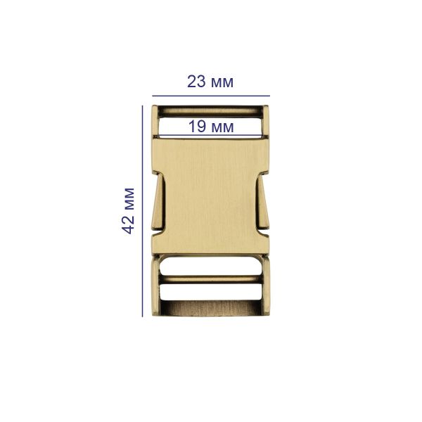 Фастекс (пряжка трезубец) металл 19 мм, 5 шт, под бронзу, Gamma GFM-19B
