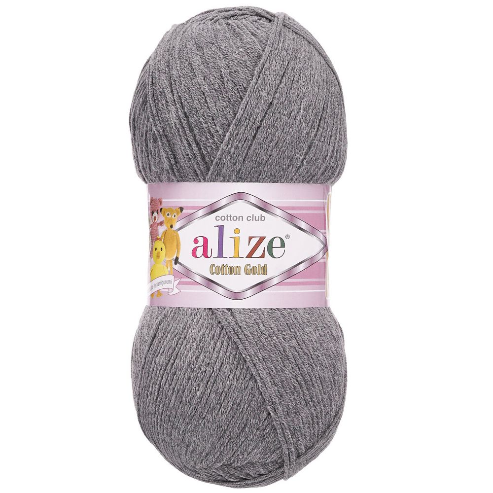 Пряжа Alize (Ализе) Cotton Gold / уп.5 мот. по 100 г, 330м, 828 серый