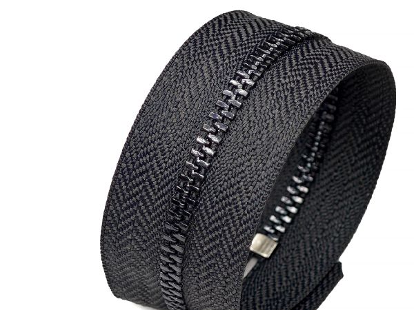 Молния металл (цв.SBS) джинсовая Т3 (3 мм) 1 зам., н/раз., 14 см, S-417 т.серый (звено: т.никель), уп.100 шт