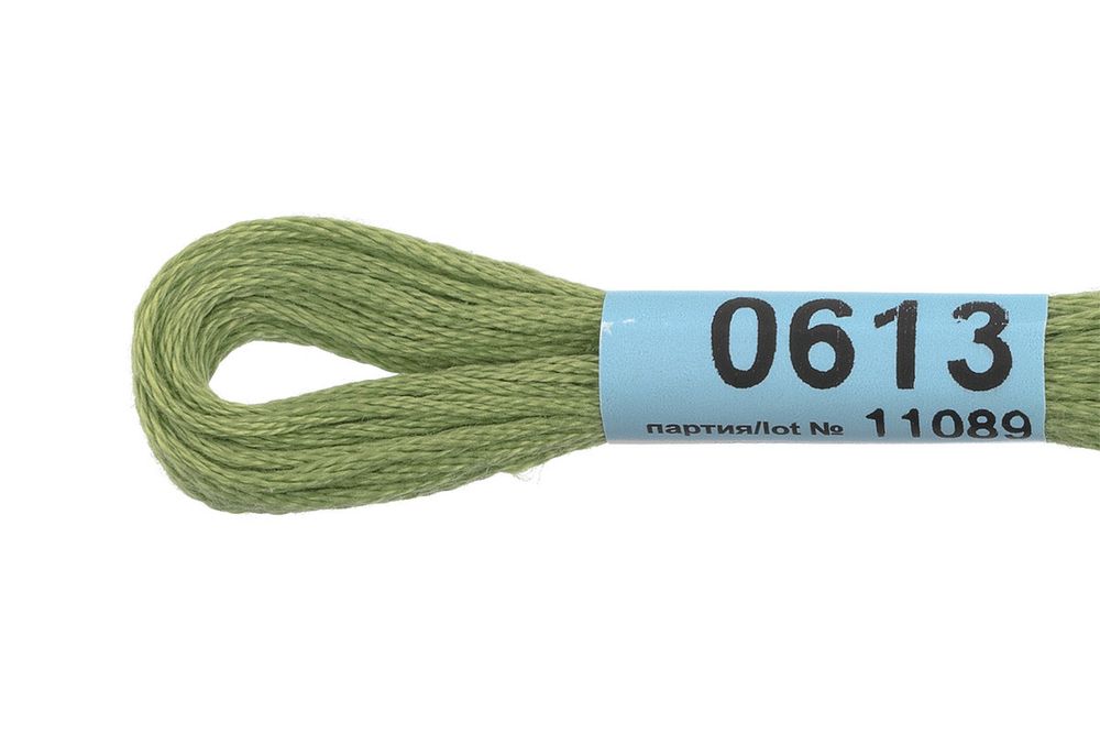 Мулине Gamma 100% хлопок, цв.0613 св-оливковый, 24 мотка по 8 метров