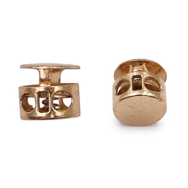 Фиксатор (зажим) для шнура металл 2 отв., 10.5х11.8 мм, ⌀3.7 мм, металл, Gold (золотой), MFR08, 10 шт