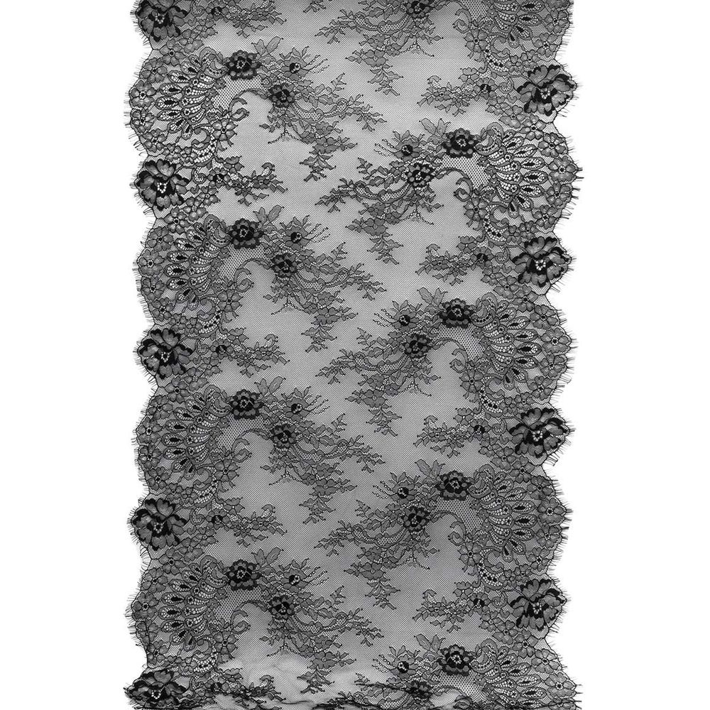 Кружево шантильи (реснички) 550 мм, / 3 метра, черный