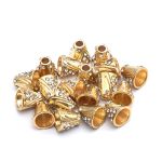 Наконечник для шнура металл колокол со стразами ⌀3,5/8 мм, 11х11 мм (золото), 20 шт