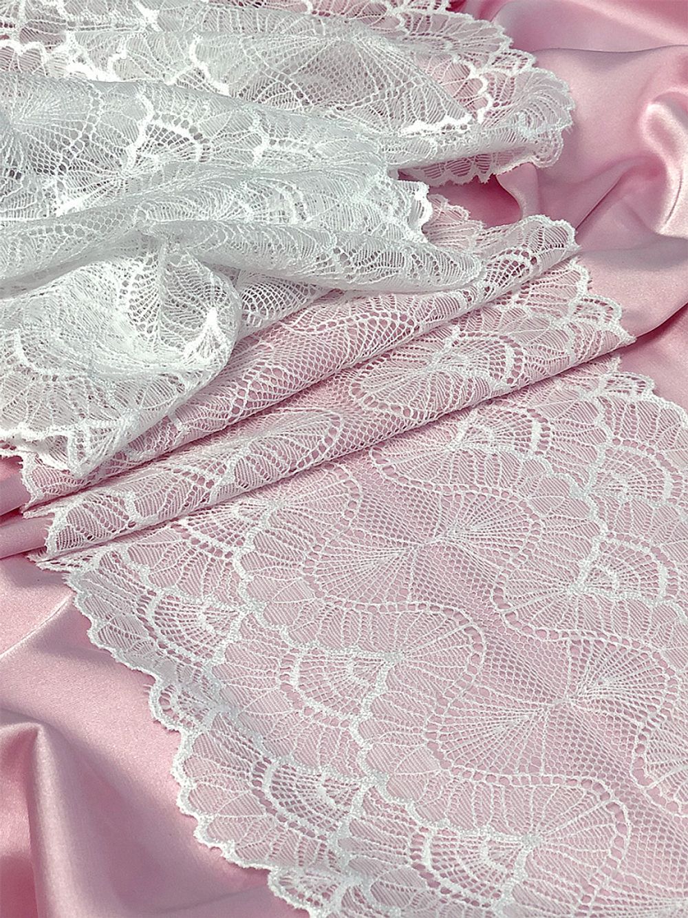 Кружево бельевое эластичное 195 мм / 2.7 м, 8034, цв.004 белый, Kruzhevo