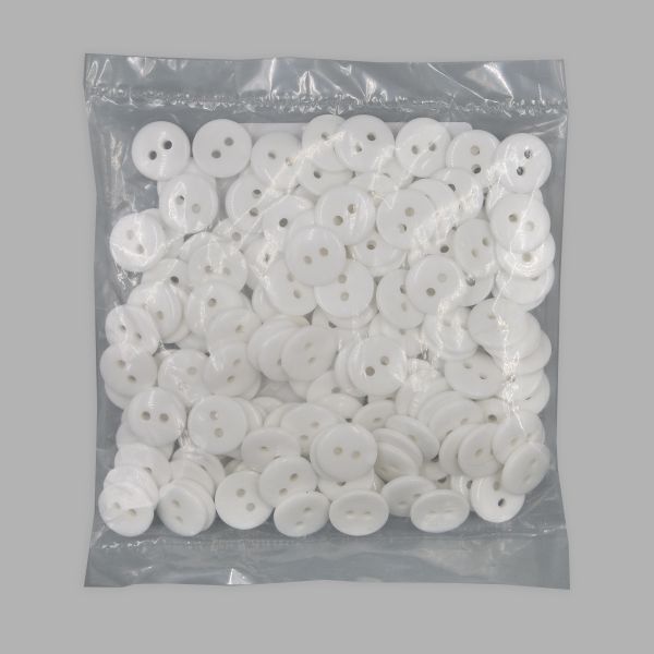 Пуговицы на 2 прокола супатная 20L (12,5мм), пластик (s.white (белый глянец)), 144 шт