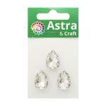 Хрустальные стразы в цапах формы капля, белый 13х18 мм, 3 шт., АЦ001НН1318