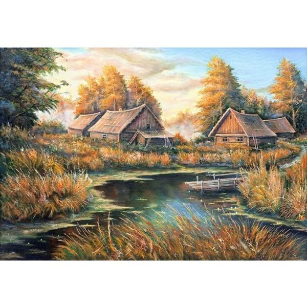 Набор для вышивания нитками Матренин Посад, Осень в деревне 37х49 см