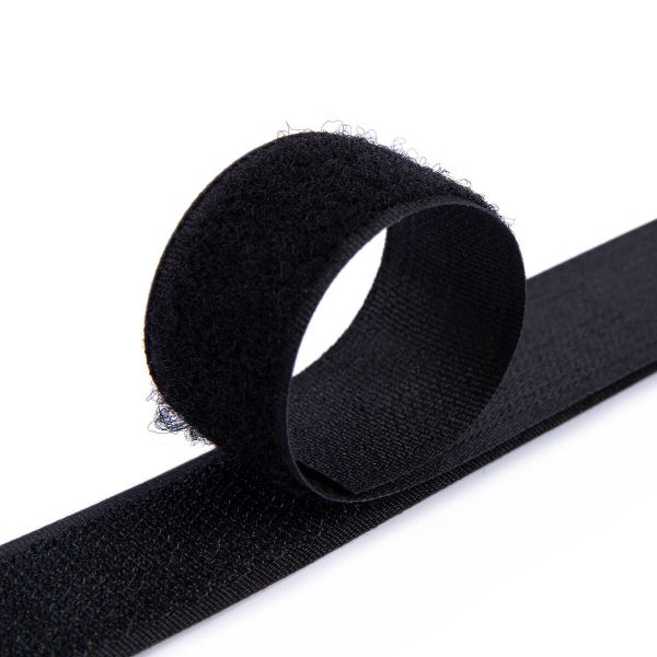 Лента контактная липучка фасовка (велкро) пришивная 25 мм / 5 метров, черный, Gamma LG-25, ПАРА (крючок+петля), качество 