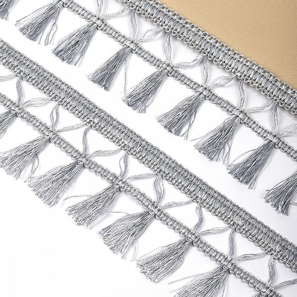 Бахрома отделочная 70.0 мм / 10 метров, с кисточками, 6154-0419, 6474 серебро