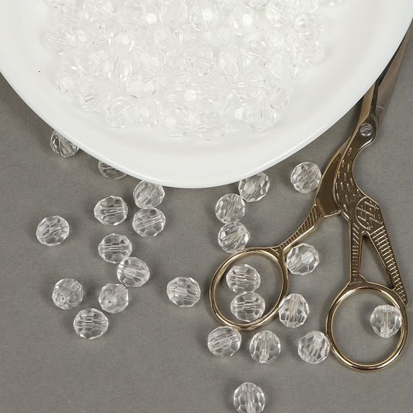 Бусины акрил ⌀10 мм, цв. 17 прозрачный, 50 г, Magic4Hobby