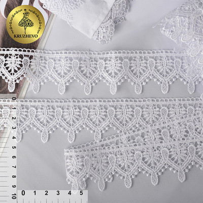 Кружево гипюр (плетёное) 45 мм, диз. 108, цв.01 белый, уп. 9 м, Kruzhevo