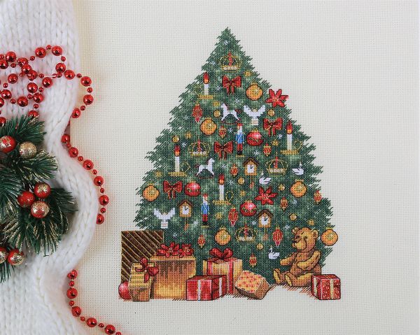 Набор для вышивания нитками Panna, Золотая серия, Викторианская елка, 20х25 см