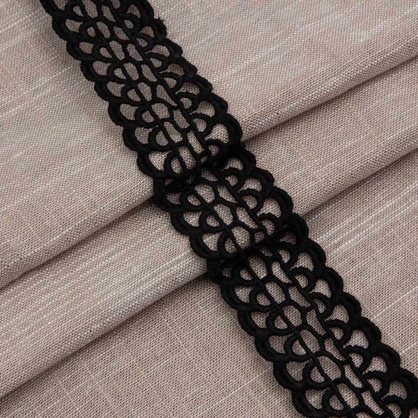 Кружево гипюр (плетёное) 33 мм, 3,4 м, ±4 см, черный