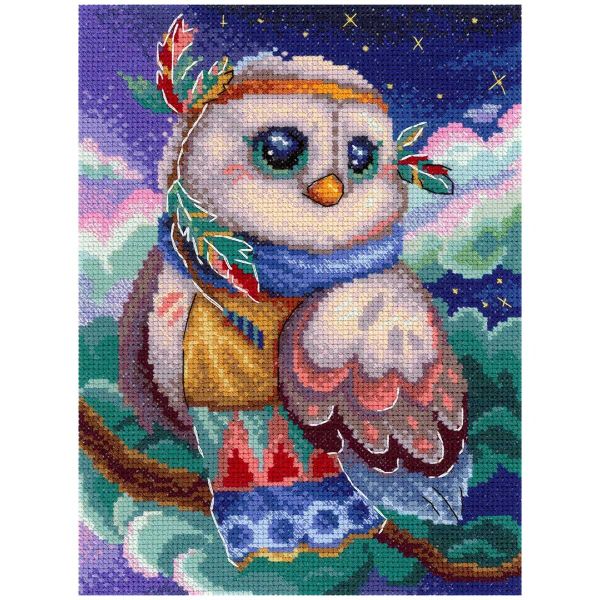 Набор для вышивания нитками МП Студия, Добродушная сова, 14х20 см