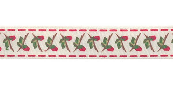 Лента атласная с рисунком 12.0 мм / 5 шт по 3 метра, F43/075 цветы/кремовый, Gamma ALP-124