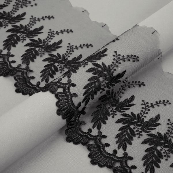 Кружево на сетке 190 мм / 10 м, черный, Gamma GKM-1902