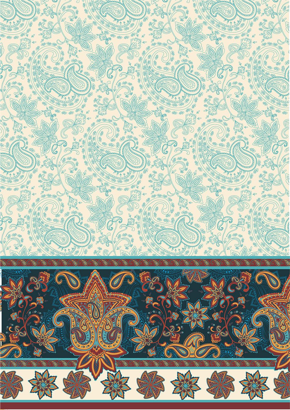 Ткань для пэчворка Peppy Сказочный восток, рулон 112 см / 5 метров, СВ-01 Панель белый, Peppy