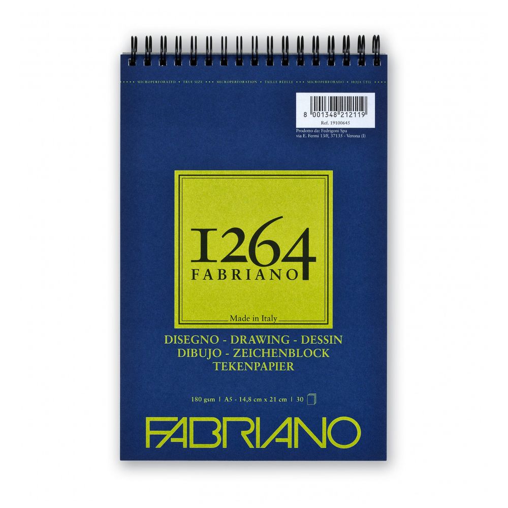 Альбом для эскизов 180 г/м², 14.8х21 см, на спирали, 1264 DRAWING Fabriano 19100645