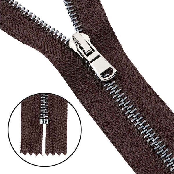 Молния металл Т5 (5 мм) 1 зам., н/раз., 18 см, черн. никель, 868 т.коричневый, 10 шт