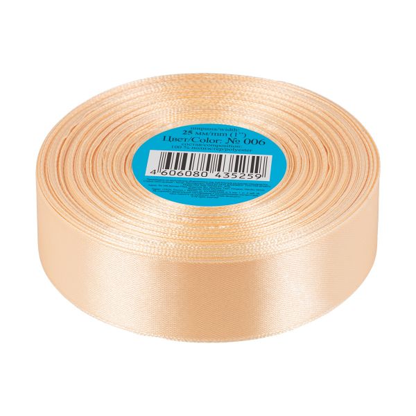 Лента атласная 1-сторонняя 25.0 мм / 33±2 метра, 006 св.персиковый, Gamma