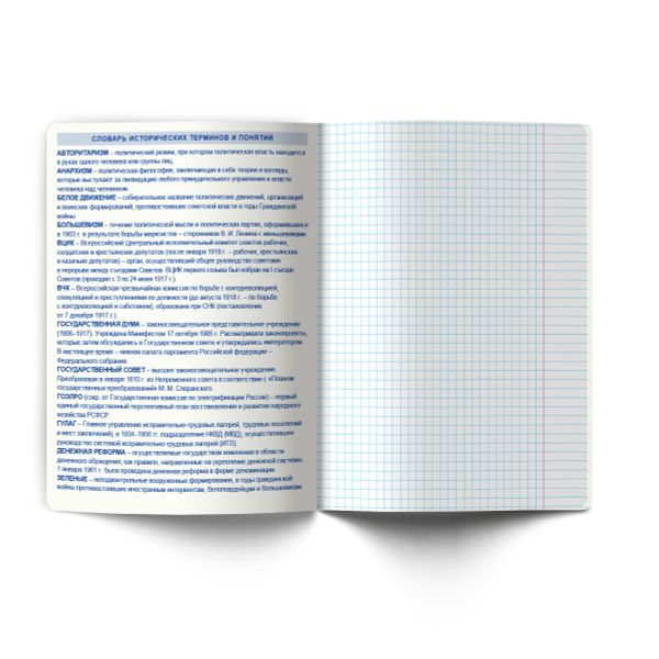 Тетрадь со справочным материалом Капсула знаний, A5 48 л. на скобе 60 г/м², белизна 90% 10 шт клетка, 01792 Капсула знаний История, Светоч Т276