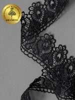 Кружево гипюр (плетёное) 45 мм, TR 808, 05 черный, 9м, Kruzhevo