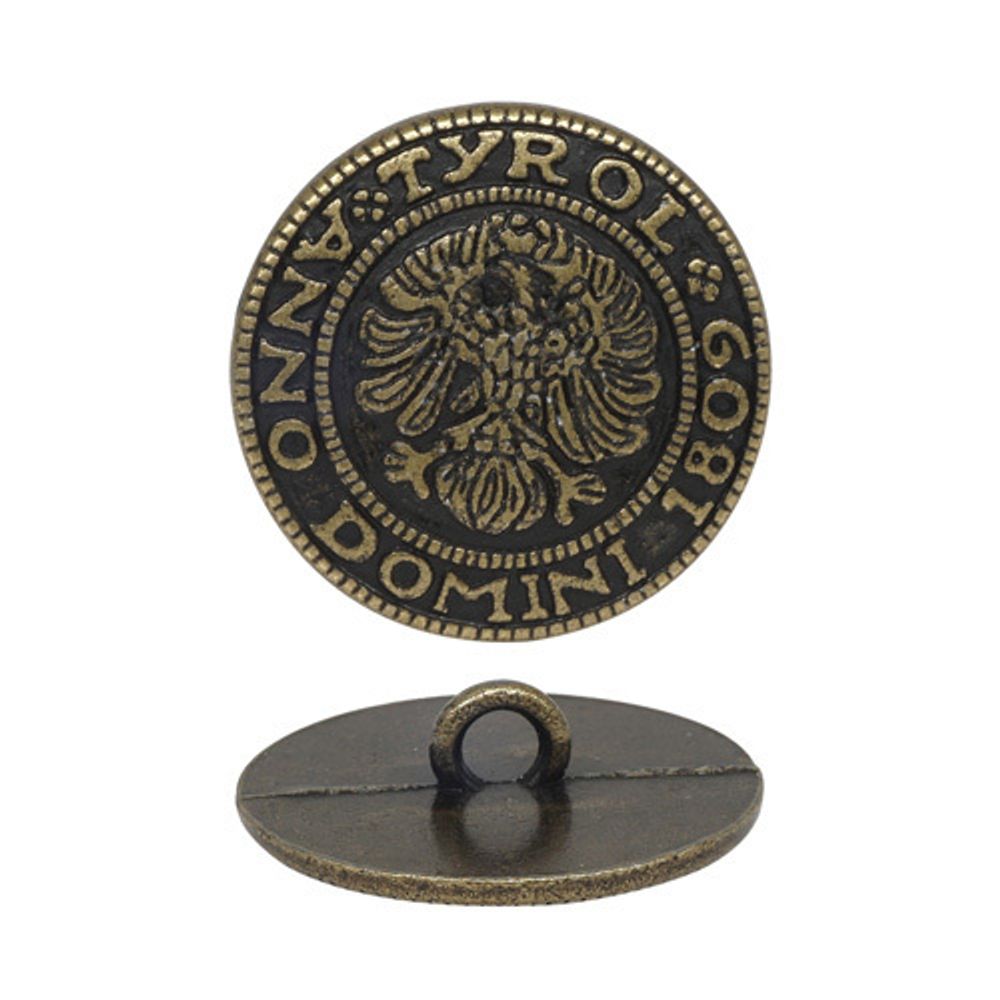 Пуговицы на ножке 20 мм, латунь "герб", 24 шт Пуговицы на ножке 20 мм, латунь "герб", 24 шт