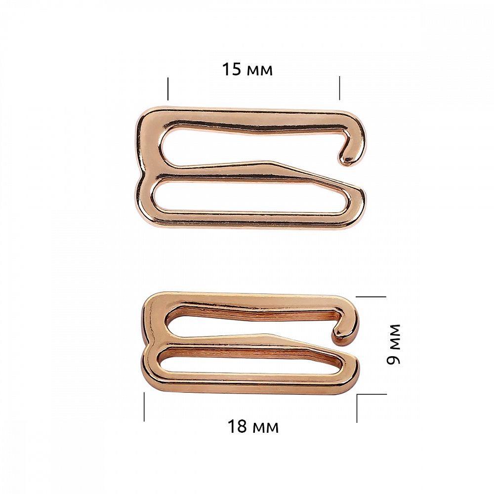 Крючки для бюстгальтера металл 15.0 мм, 915 цв.золото, уп.100 шт