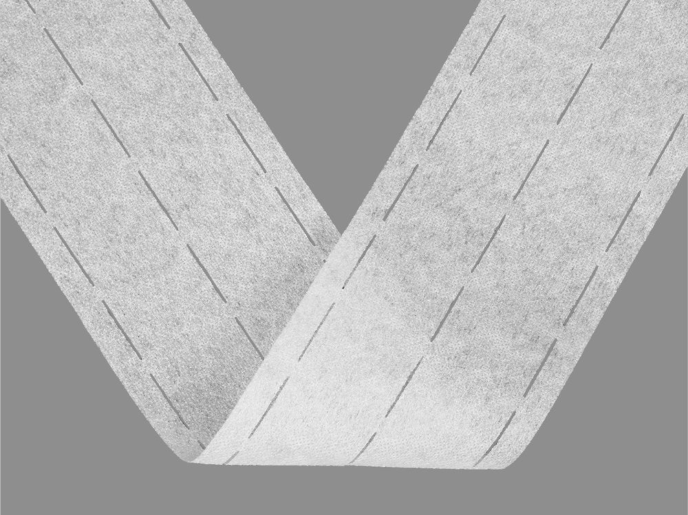 Лента корсажная клеевая перфорированная 121.0 мм / 200 метров, 40 г/м², цв. белый, 20140 9/1/50/1/50/1/9, БрючникоФФ