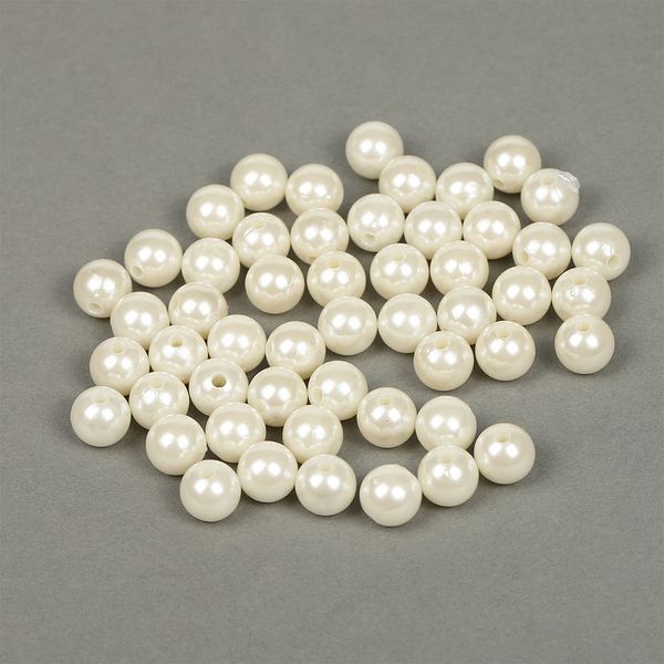 Бусины пластик (перламутр) ⌀12 мм, цв. 001 молочный, 50 гр. (53 шт), Magic4Hobby