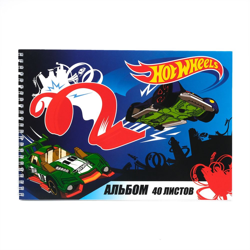 Альбом для рисования Hot Wheels, формат А4, 40 листов, на спирали, мелованная обложка 235 гр/м2, 88707 /TOS/